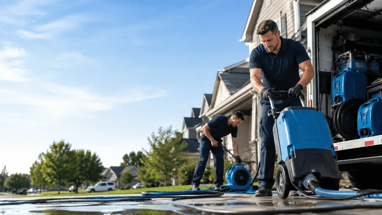 Pipe Leak Detection & Cleanup being performed in North Billerica, MA